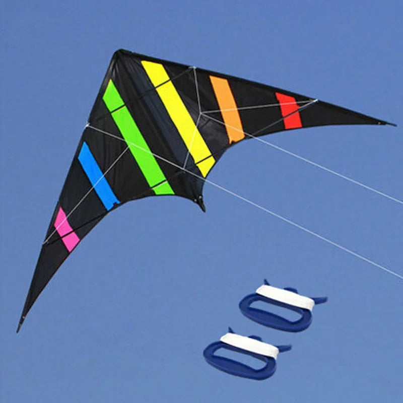 chiringa de doble línea multicolor y negro