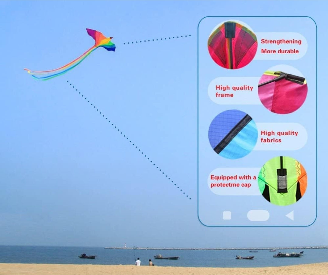 Rainbow bird kites with handle line flying toy airplane eagle kite ripstop nylon fabric weifang kite factory