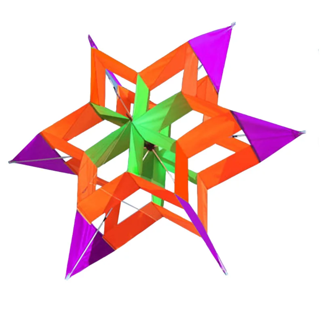 Chiringa de Flor de Lotus 3D box kite star Estrella tridimensional