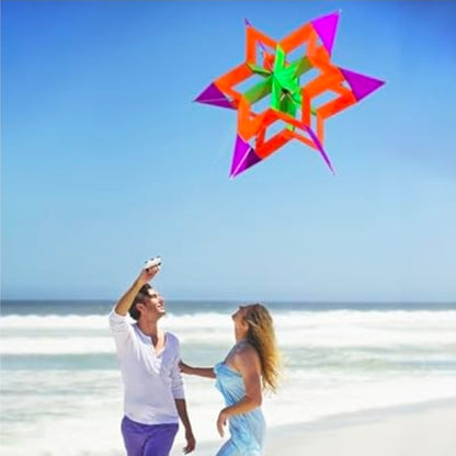 Chiringa de Flor de Lotus 3D box kite star Estrella tridimensional